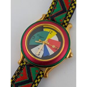 Vintage Figaro Watch Women 28mm Case Multicolor Leather Band- New Battery